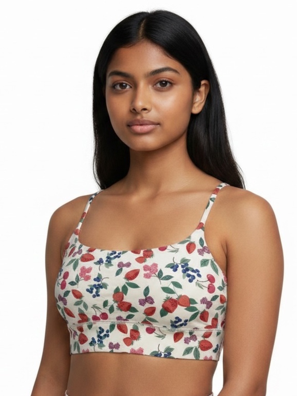 Z Supply Floral Fruit Scoop Neck Bralette Crop Top, Large, EUC 🍓